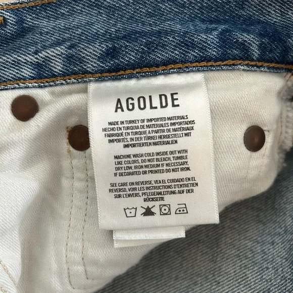 AGOLDE Women's Blue Denim Shorts - Picture 7 of 9